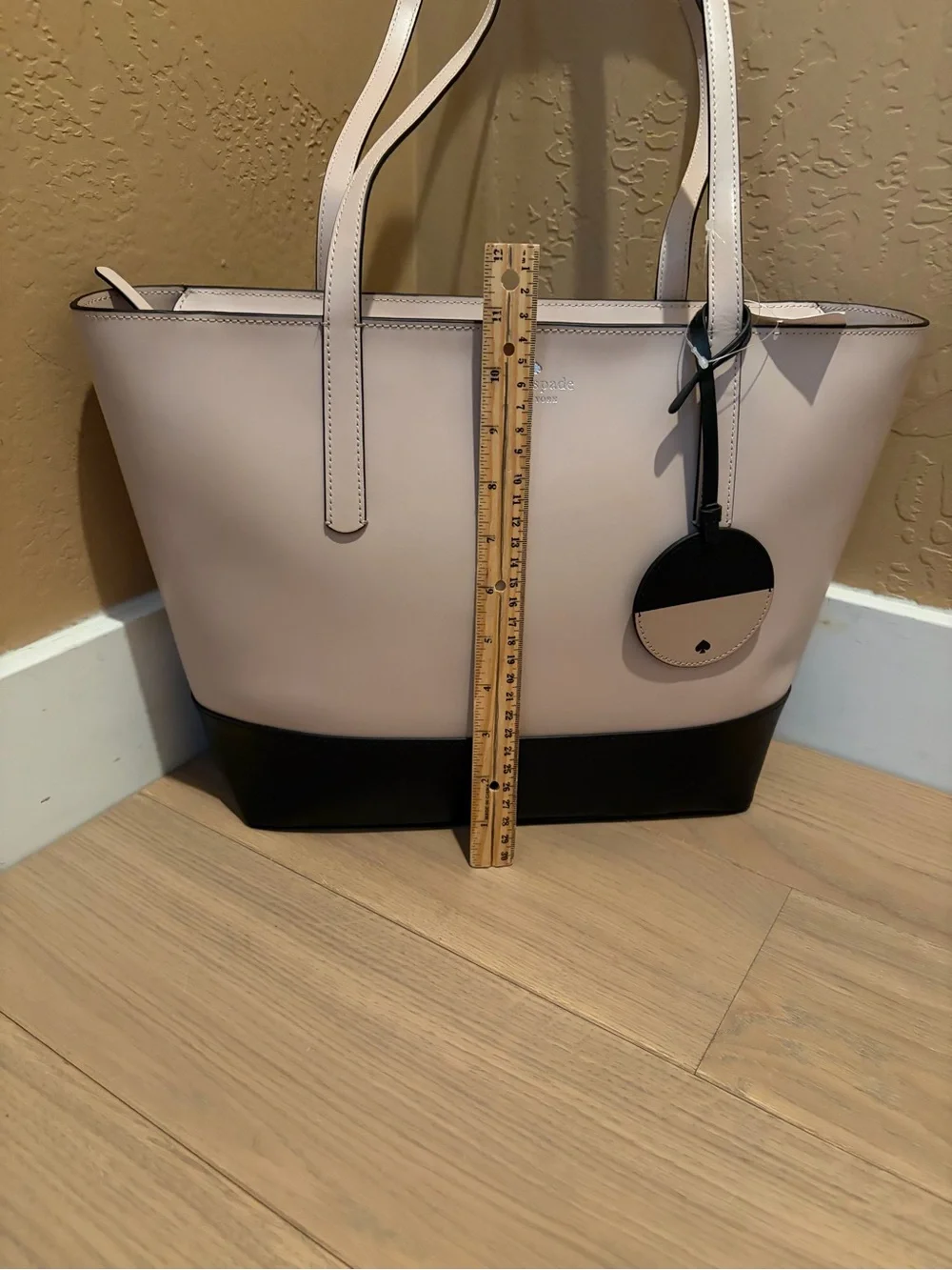 kate spade New York Briel Neutral Two-Tone Beige and Black Tote with Charm